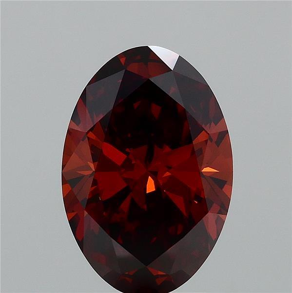 2.91 Carat Oval Lab Grown Diamond, Fancy Intense Brownish Orange Color, VVS2 Clarity