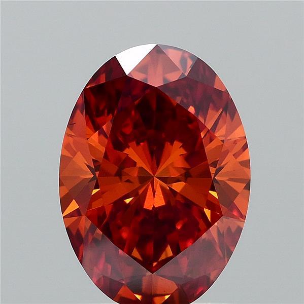 1.53 Carat Oval Lab Grown Diamond, Fancy Vivid Orange Color, VS1 Clarity