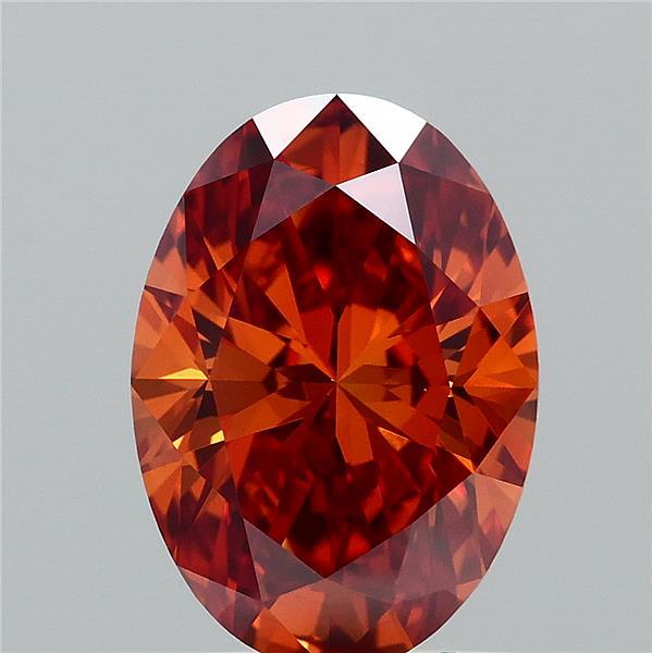1.51 Carat Oval Lab Grown Diamond, Fancy Vivid Orange Color, VS1 Clarity