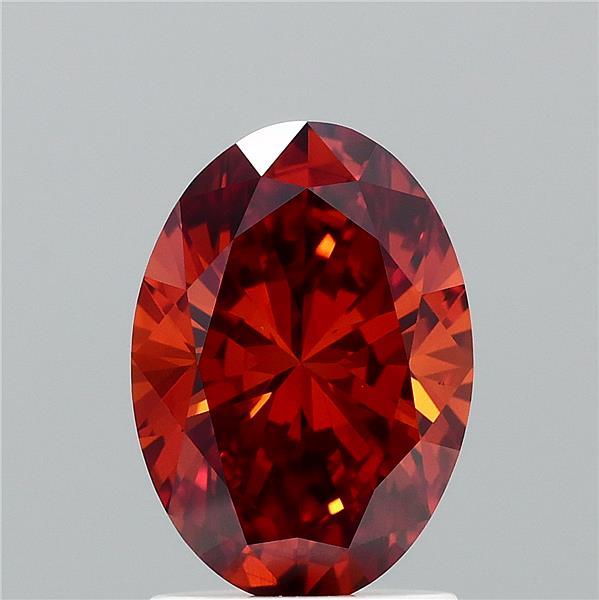 1.59 Carat Oval Lab Grown Diamond, Fancy Intense Brownish Orange Color, VS1 Clarity
