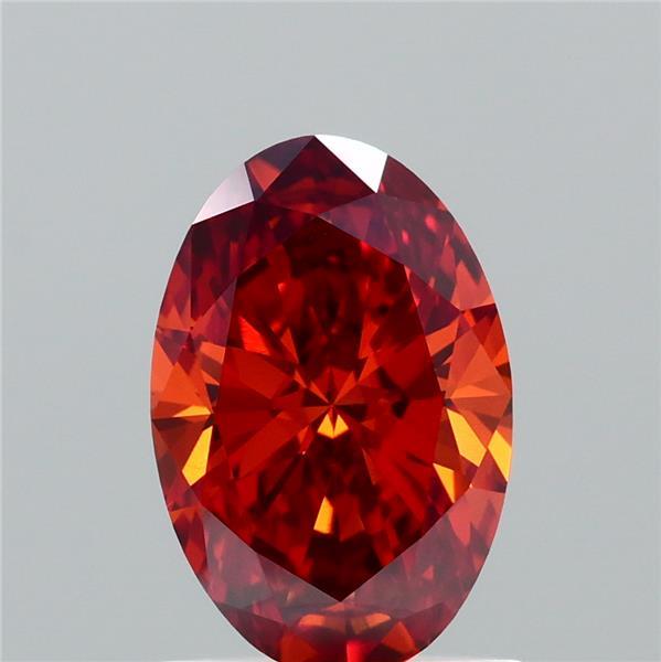 1.08 Carat Oval Lab Grown Diamond, Fancy Intense Brownish Orange Color, VVS2 Clarity