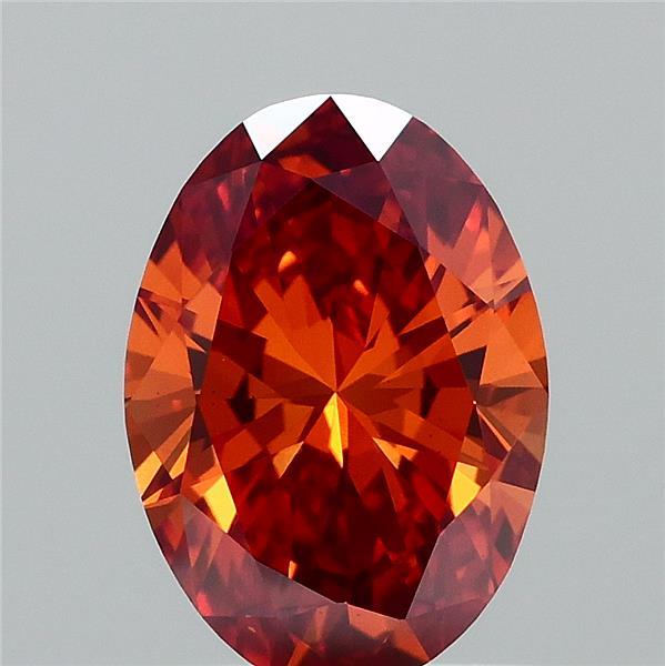 1.00 Carat Oval Lab Grown Diamond, Fancy Vivid Orange Color, VS1 Clarity