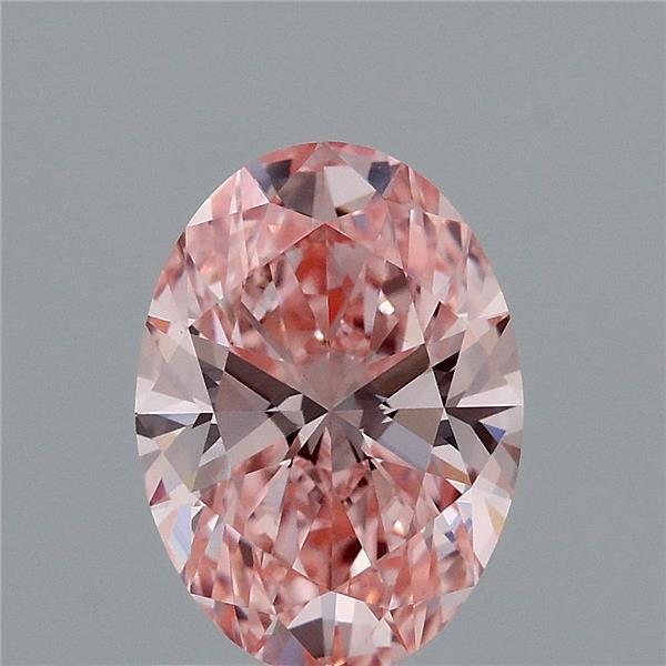 1.34 Carat Oval Lab Grown Diamond, Fancy Vivid Pink Color, VVS2 Clarity