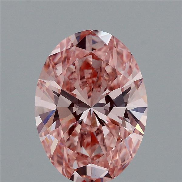 2.00 Carat Oval Lab Grown Diamond, Fancy Intense Pink Color, VS1 Clarity