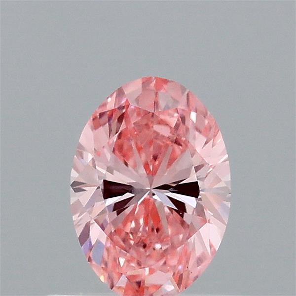 0.56 Carat Oval Lab Grown Diamond, Fancy Vivid Pink Color, VS1 Clarity