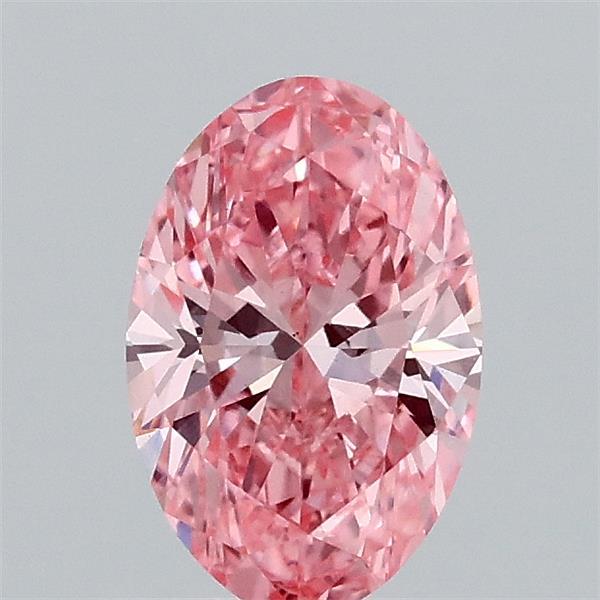 0.79 Carat Oval Lab Grown Diamond, Fancy Vivid Pink Color, VS1 Clarity