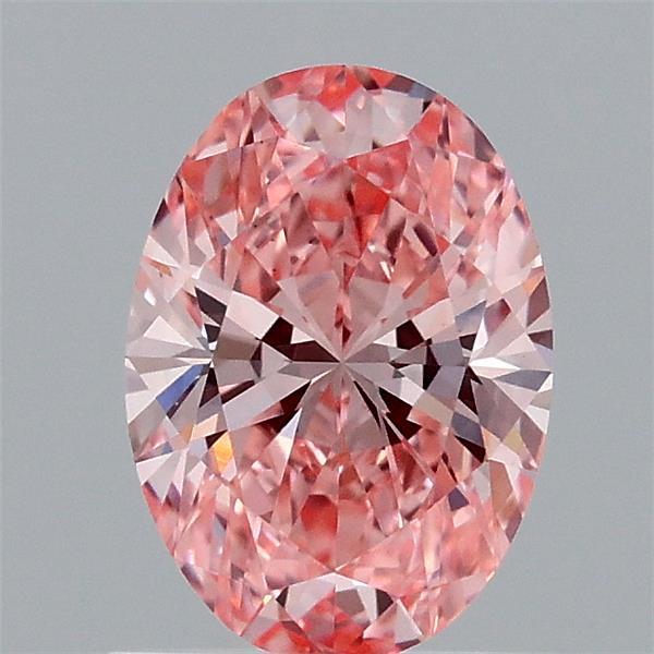 0.92 Carat Oval Lab Grown Diamond, Fancy Vivid Pink Color, VVS2 Clarity