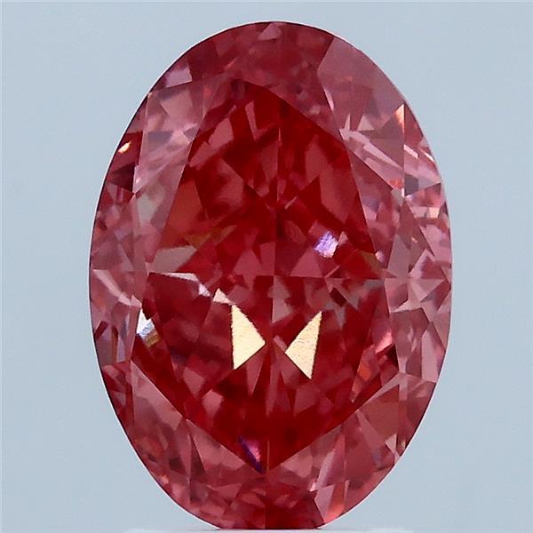 3.09 Carat Oval Lab Grown Diamond, Fancy Vivid Pink Color, VVS2 Clarity