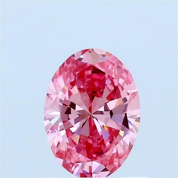0.51 Carat Oval Lab Grown Diamond, Fancy Vivid Pink Color, VVS2 Clarity