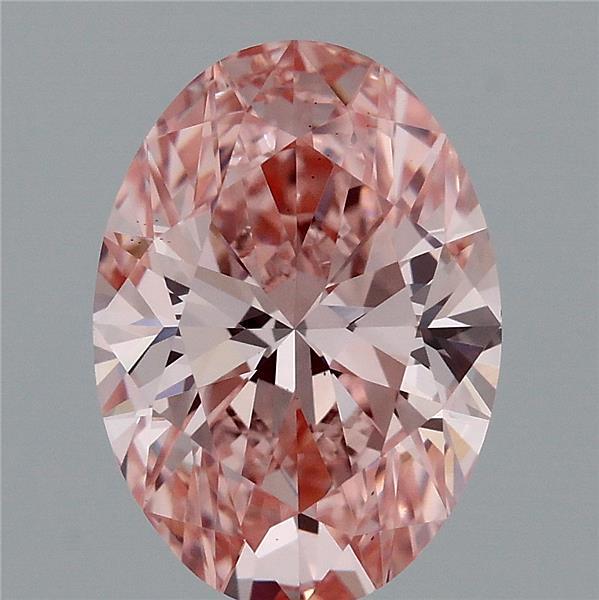 1.96 Carat Oval Lab Grown Diamond, Fancy Vivid Pink Color, VS1 Clarity