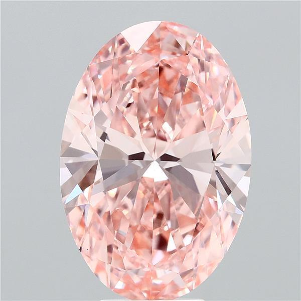 7.02 Carat Oval Lab Grown Diamond, Fancy Vivid Pink Color, VVS2 Clarity