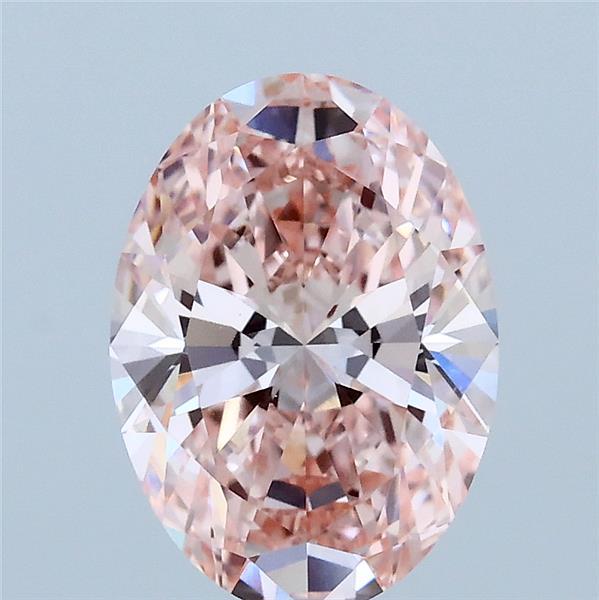 1.97 Carat Oval Lab Grown Diamond, Fancy Vivid Pink Color, VVS2 Clarity