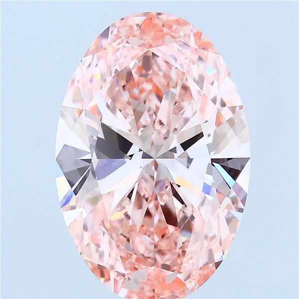 4.02 Carat Oval Lab Grown Diamond, Fancy Vivid Pink Color, VVS2 Clarity