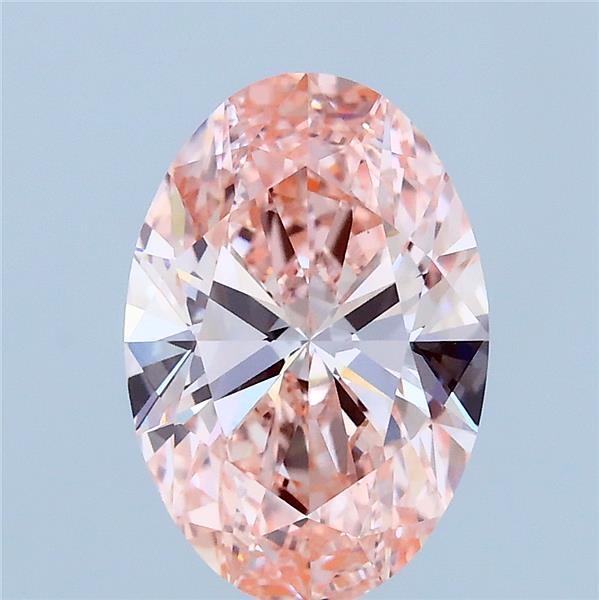 2.08 Carat Oval Lab Grown Diamond, Fancy Vivid Pink Color, VVS2 Clarity