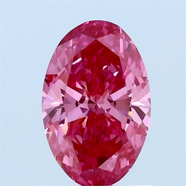 0.75 Carat Oval Lab Grown Diamond, Fancy Vivid Pink Color, VS1 Clarity