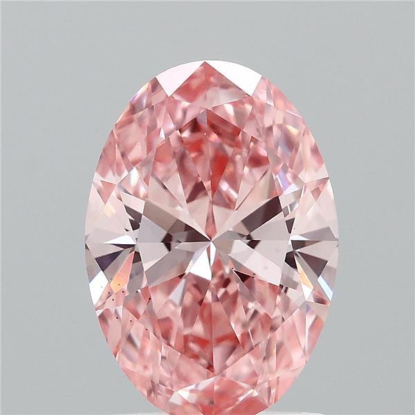 1.60 Carat Oval Lab Grown Diamond, Fancy Vivid Pink Color, VS1 Clarity
