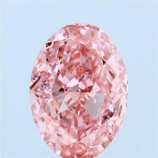 3.00 Carat Oval Lab Grown Diamond, Fancy Vivid Pink Color, VS1 Clarity