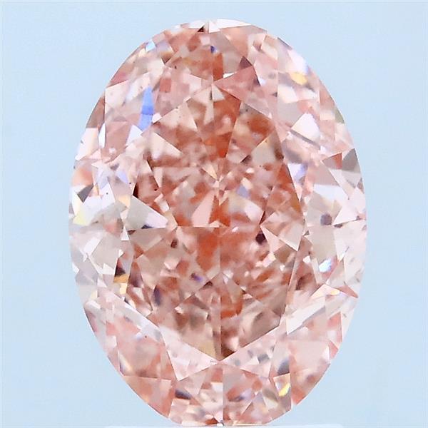 3.04 Carat Oval Lab Grown Diamond, Fancy Vivid Pink Color, VS1 Clarity