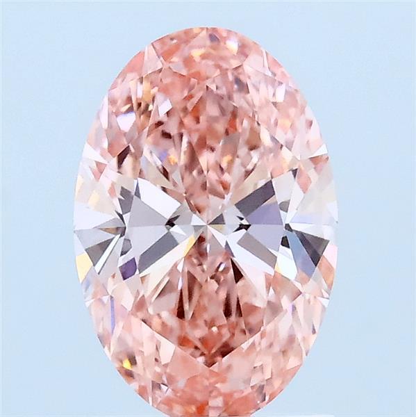 1.43 Carat Oval Lab Grown Diamond, Fancy Vivid Pink Color, VVS2 Clarity