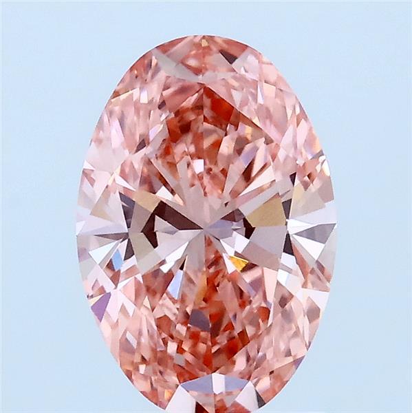 1.53 Carat Oval Lab Grown Diamond, Fancy Vivid Pink Color, VVS2 Clarity