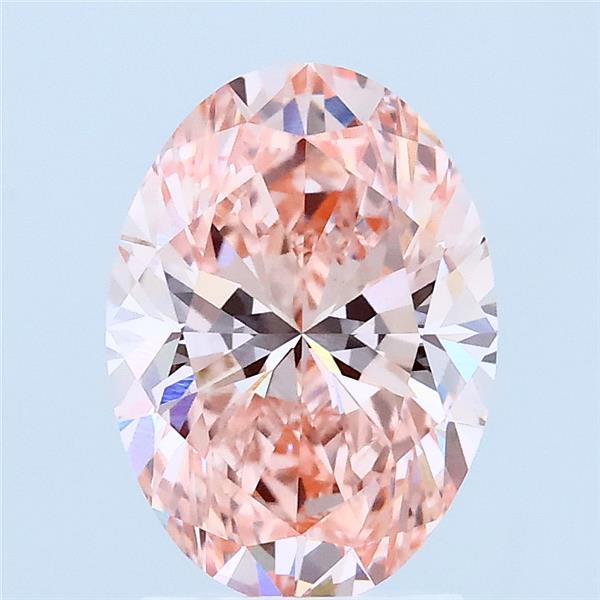 2.03 Carat Oval Lab Grown Diamond, Fancy Vivid Pink Color, VVS2 Clarity