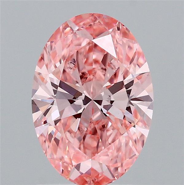 1.55 Carat Oval Lab Grown Diamond, Fancy Vivid Pink Color, VVS2 Clarity