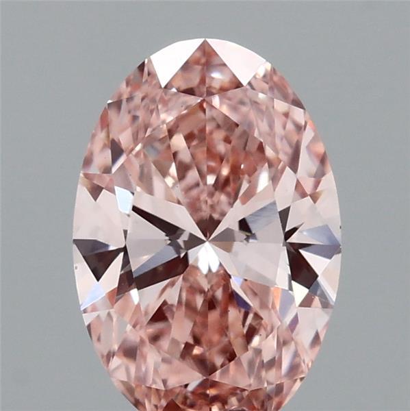 0.99 Carat Oval Lab Grown Diamond, Fancy Intense Pink Color, VS1 Clarity