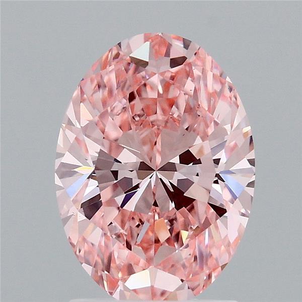 1.90 Carat Oval Lab Grown Diamond, Fancy Vivid Pink Color, VS1 Clarity