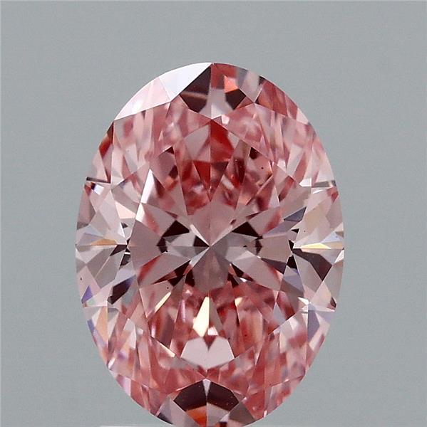 2.02 Carat Oval Lab Grown Diamond, Fancy Vivid Pink Color, VS1 Clarity