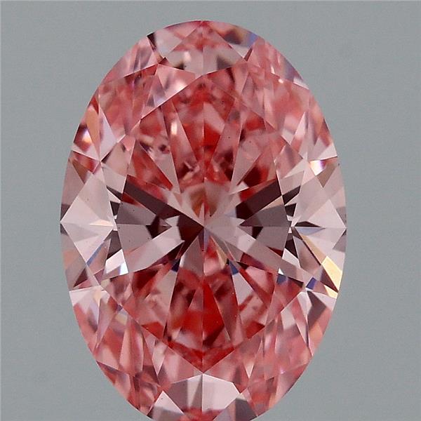 1.80 Carat Oval Lab Grown Diamond, Fancy Vivid Pink Color, VS1 Clarity