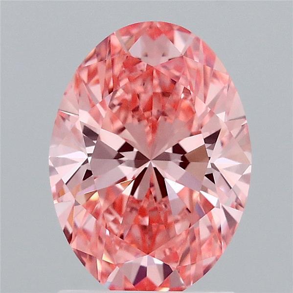 1.68 Carat Oval Lab Grown Diamond, Fancy Vivid Pink Color, VS1 Clarity