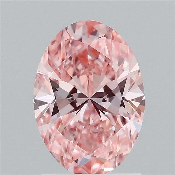 1.53 Carat Oval Lab Grown Diamond, Fancy Vivid Pink Color, VVS2 Clarity