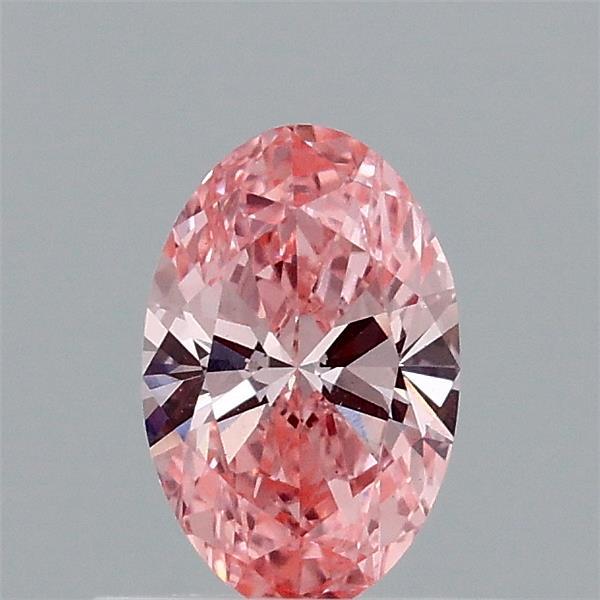 0.51 Carat Oval Lab Grown Diamond, Fancy Vivid Pink Color, VS1 Clarity