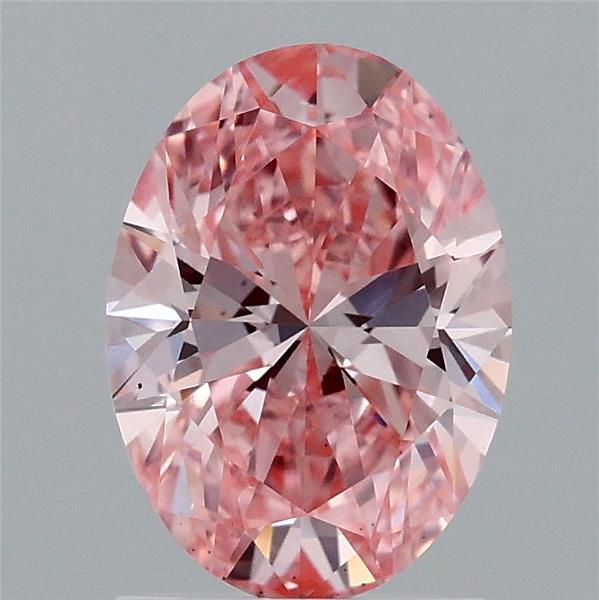 1.50 Carat Oval Lab Grown Diamond, Fancy Vivid Pink Color, VS2 Clarity