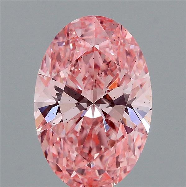 1.45 Carat Oval Lab Grown Diamond, Fancy Vivid Pink Color, VS2 Clarity