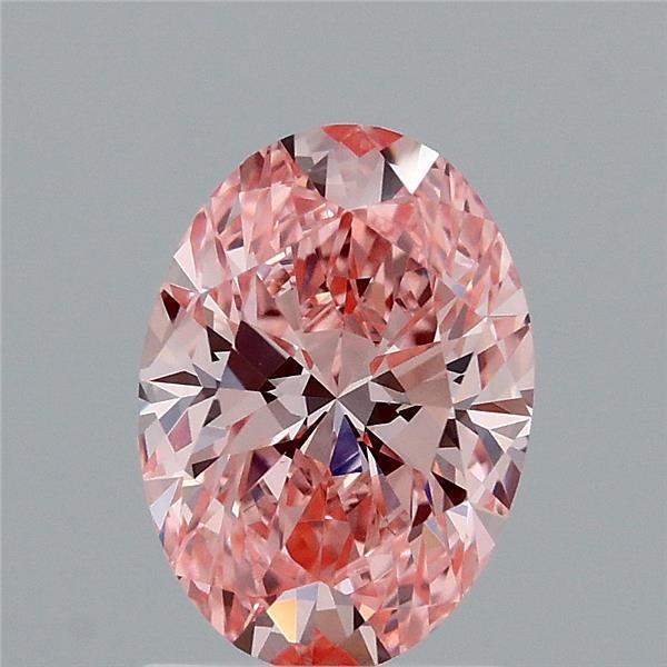 1.48 Carat Oval Lab Grown Diamond, Fancy Vivid Pink Color, VVS2 Clarity