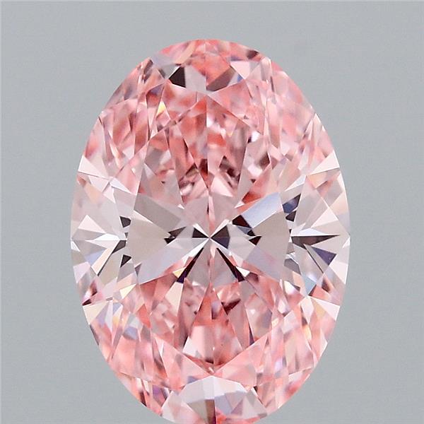 2.01 Carat Oval Lab Grown Diamond, Fancy Vivid Pink Color, VVS2 Clarity
