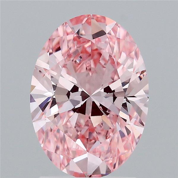 2.07 Carat Oval Lab Grown Diamond, Fancy Vivid Pink Color, VVS2 Clarity
