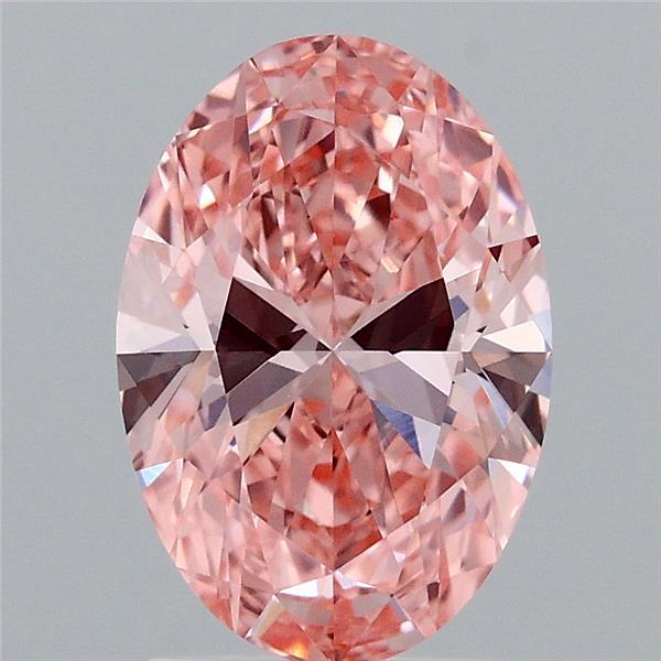 1.84 Carat Oval Lab Grown Diamond, Fancy Vivid Pink Color, VS1 Clarity