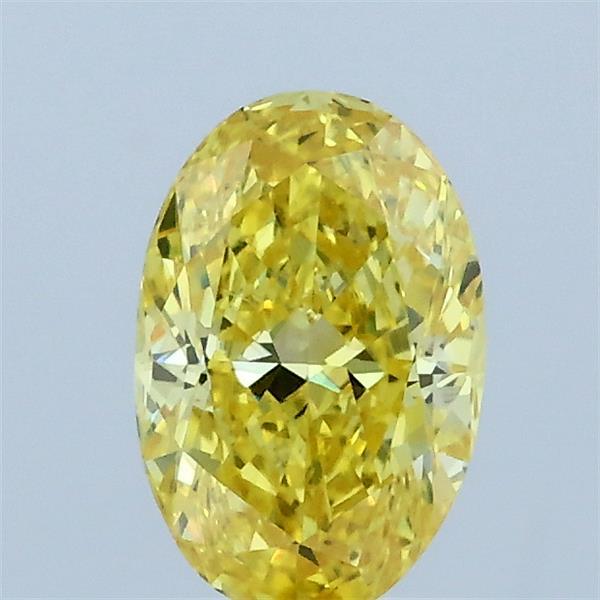 0.84 Carat Oval Lab Grown Diamond, Fancy Vivid Yellow Color, VVS2 Clarity