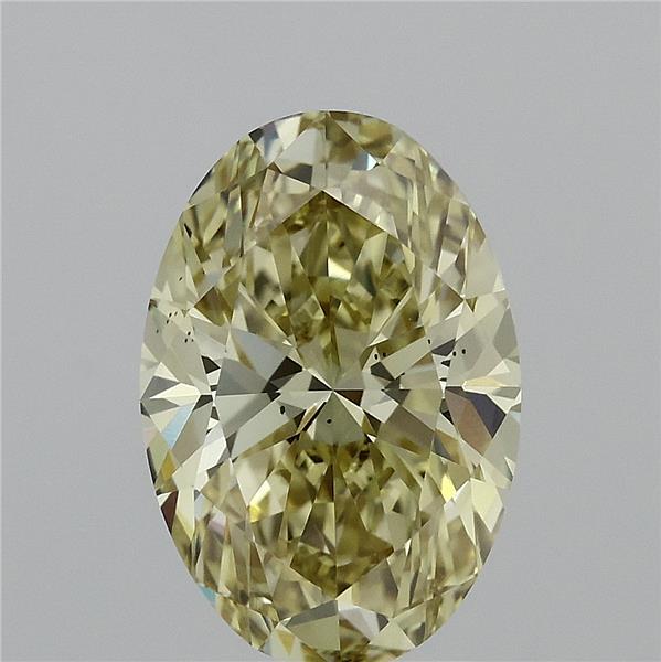 3.00 Carat Oval Lab Grown Diamond, Fancy Intense Yellow Color, SI1 Clarity