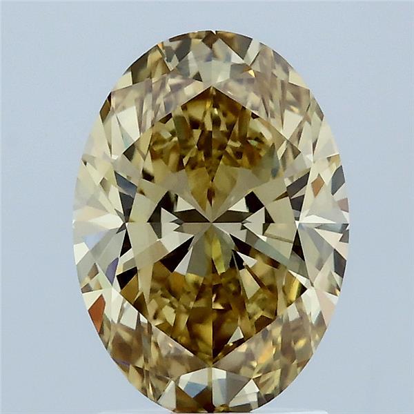 2.00 Carat Oval Lab Grown Diamond, Fancy Intense Yellow Color, VVS2 Clarity