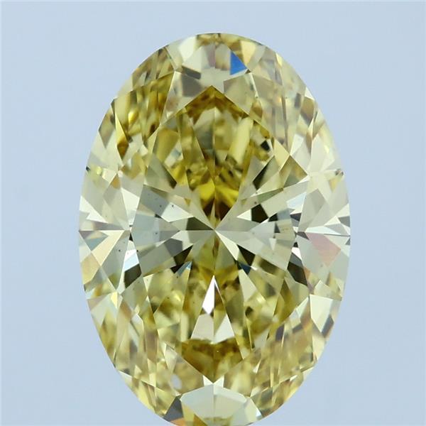 3.08 Carat Oval Lab Grown Diamond, Fancy Intense Yellow Color, VS1 Clarity