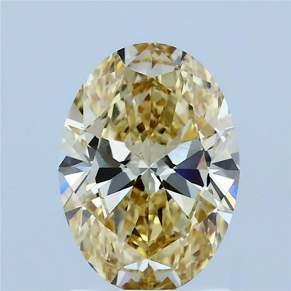 1.50 Carat Oval Lab Grown Diamond, Fancy Intense Yellow Color, VS1 Clarity