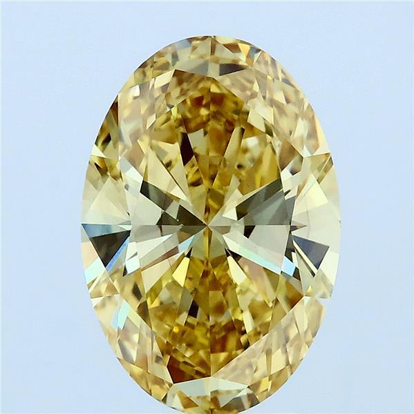 3.00 Carat Oval Lab Grown Diamond, Fancy Intense Yellow Color, VS1 Clarity