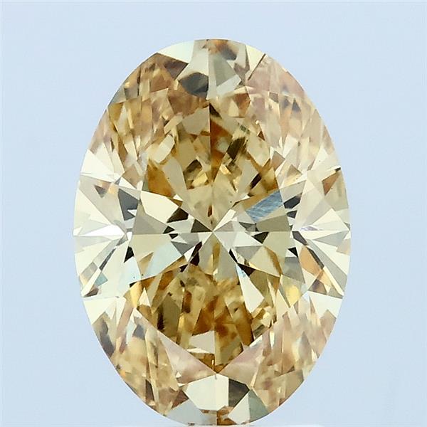 2.00 Carat Oval Lab Grown Diamond, Fancy Intense Yellow Color, VS1 Clarity