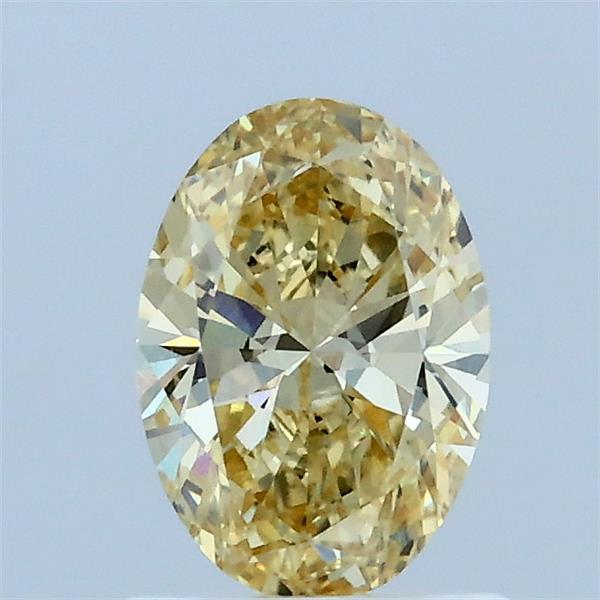 0.71 Carat Oval Lab Grown Diamond, Fancy Intense Yellow Color, VS1 Clarity