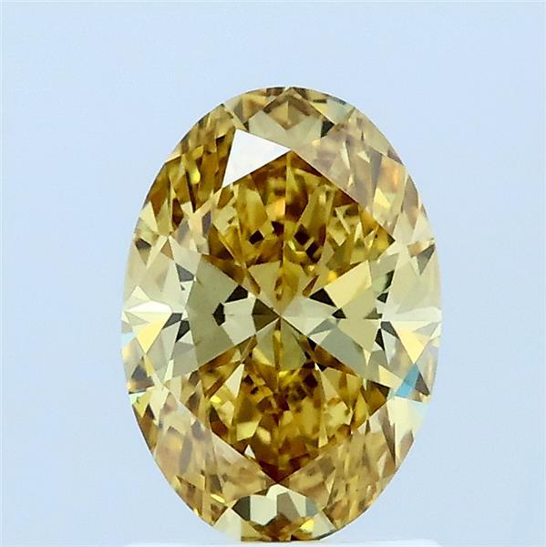 1.04 Carat Oval Lab Grown Diamond, Fancy Intense Yellow Color, VS1 Clarity