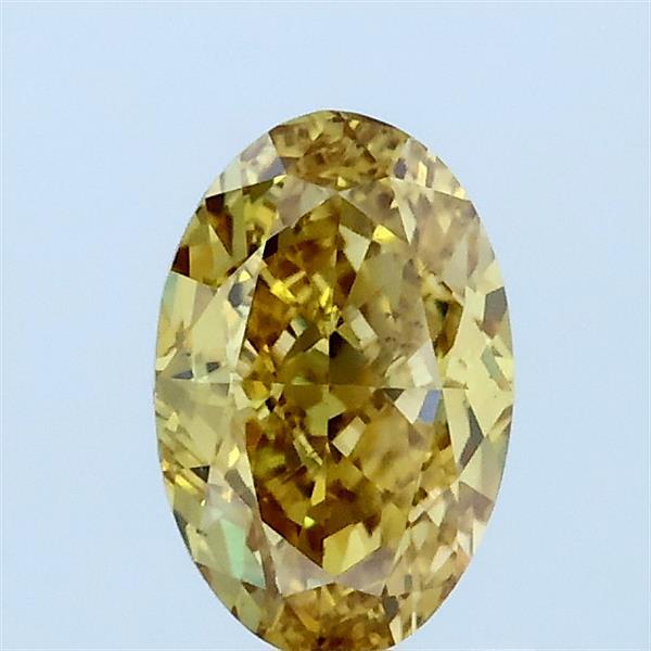 0.90 Carat Oval Lab Grown Diamond, Fancy Intense Yellow Color, VS1 Clarity