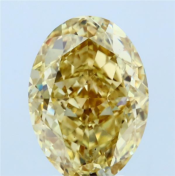 4.02 Carat Oval Lab Grown Diamond, Fancy Intense Yellow Color, VS2 Clarity
